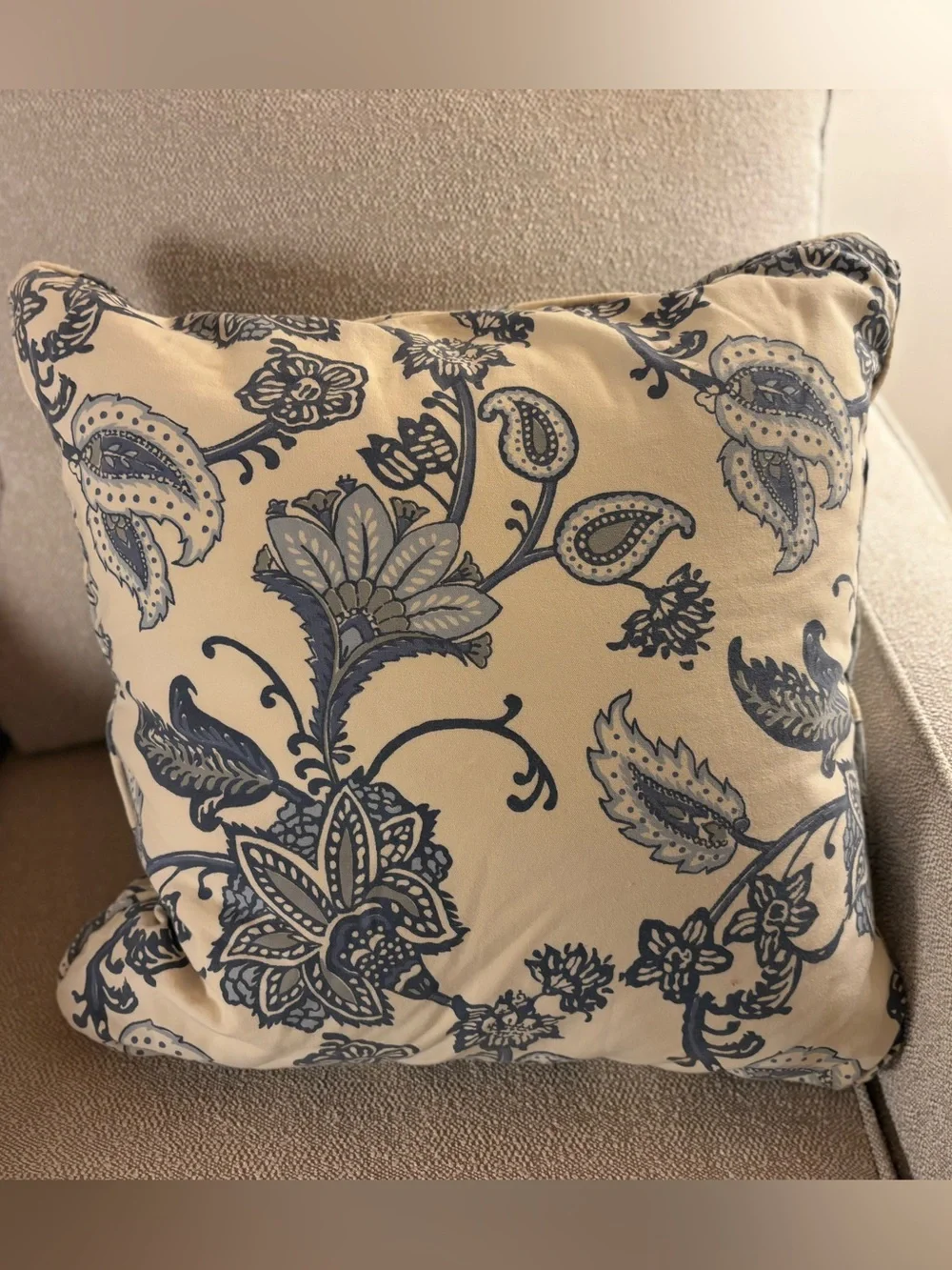 Pair Custom Blue and White Throw Pillows